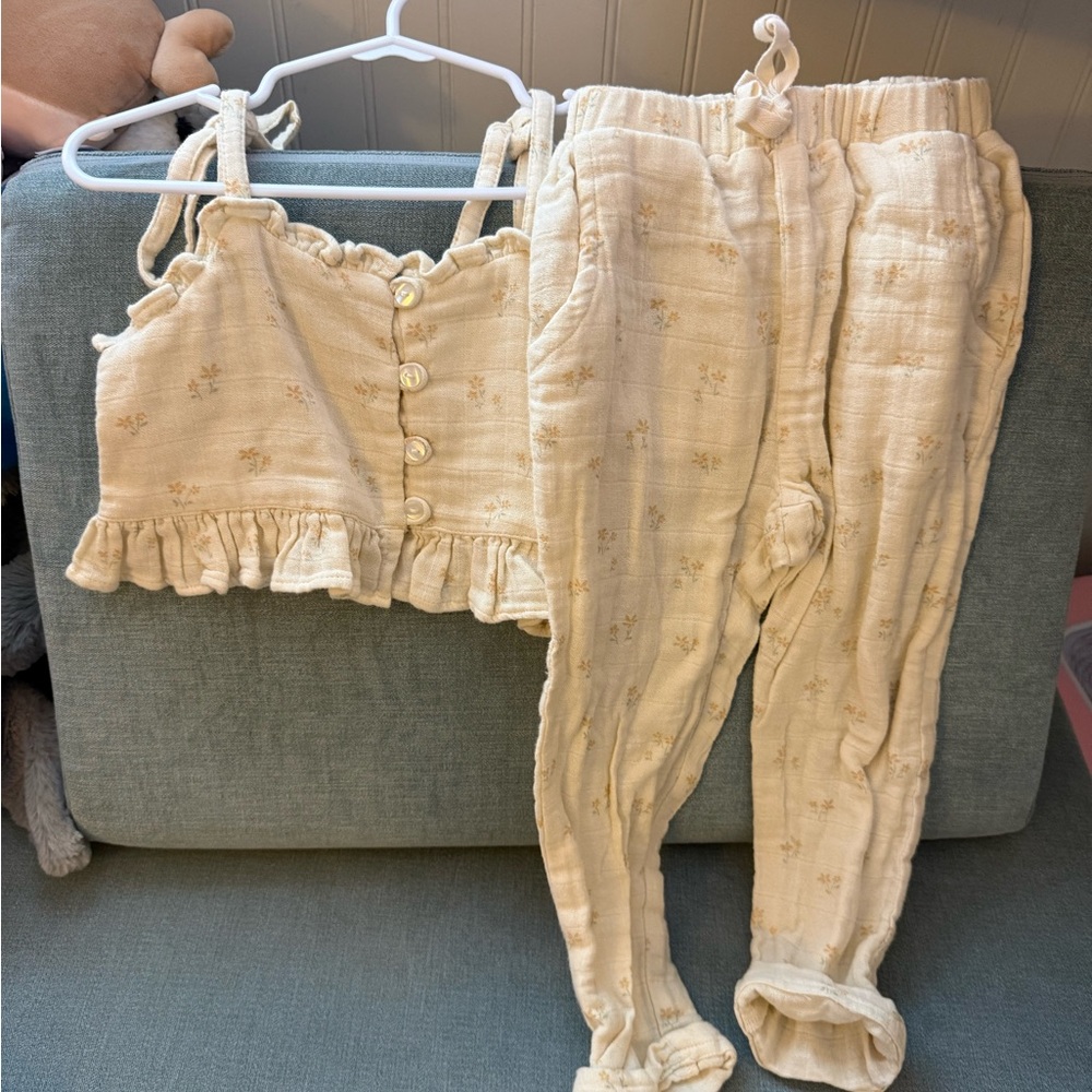 Jamie Kay Organic Cotton Muslin Cordelia Pant and Top- Pauline Chamomile